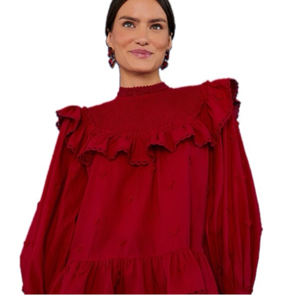 FARM Rio Red Ruffled Blouse